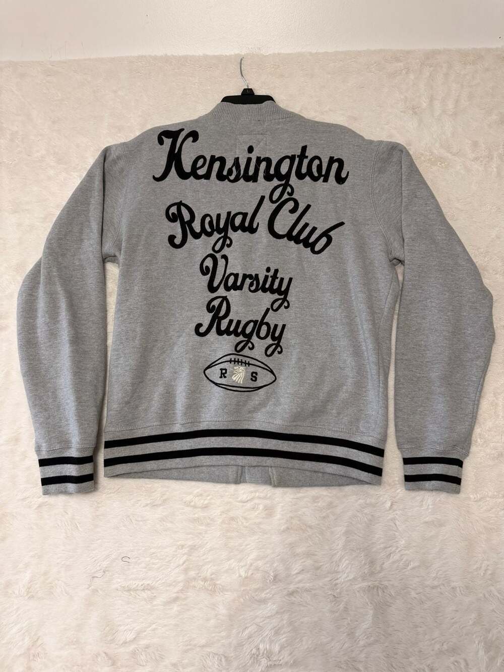 USA Rugby Cardigan Sweater Size Medium Gray R7 Varsity - Picture 8 of 8